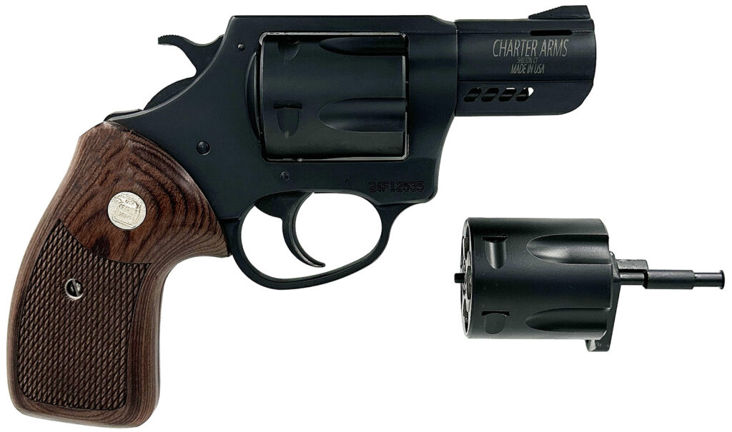Charter Arms 13920 Double Dog  Large 9mm Luger/357 Mag/38 Special 5 Shot 2.20″ Overall Black Passivate Stainless Steel Ported Barrel, Cylinder & Frame, Walnut Grip, Exposed Hammer