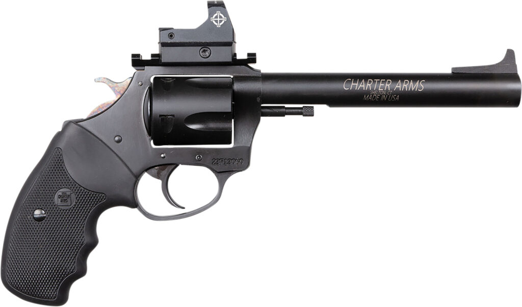 Charter Arms 64465 Mastiff Target Large Frame 44 Special 5 Shot, 6″ Black Nitride Stainless Steel Barrel, Cylinder & Frame, Black Rubber Grip, Sightmark Micro Optic, Exposed Hammer
