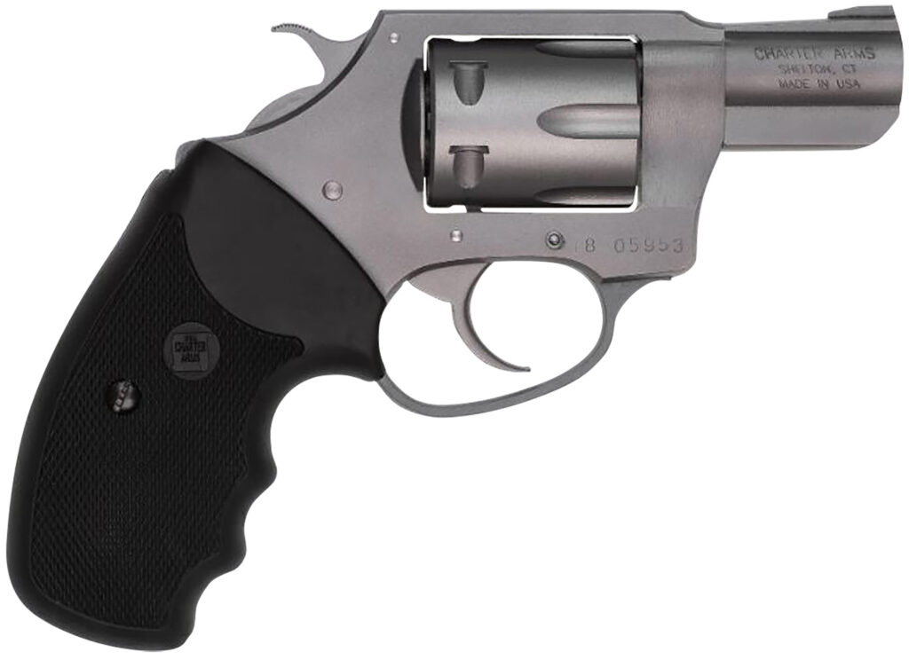 Charter Arms 72224 Pathfinder  Small 22 LR, 8 Shot 2″ Stainless Steel Barrel  & Cylinder, Anodized Aluminum Frame w/Black Finger Grooved Rubber Grip, Exposed Hammer