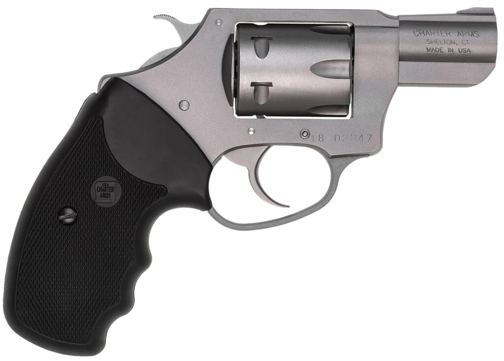 Charter Arms 72324 Pathfinder  Small 22 WMR, 8 Shot 2″ Stainless Steel Barrel  & Cylinder, Anodized Aluminum Frame w/Black Finger Grooved Rubber Grip, Exposed Hammer