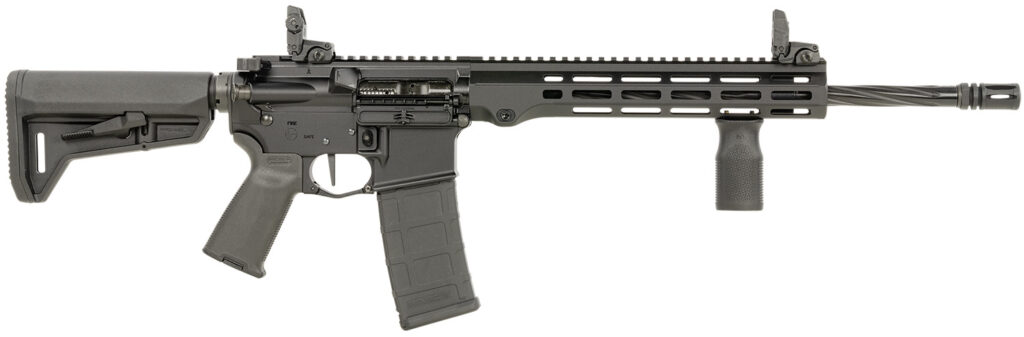 Maxim Defense MXM49737 MD15 L 5.56x45mm NATO 30+1 16″ Fluted Barrel, Black, M-LOK Handguard, Magpul Furniture, SL-K Stock, MBUS Sights, Blackout Defense Flat Trigger