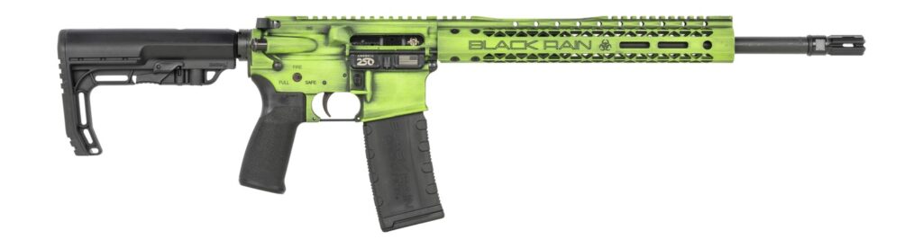 Black Rain Ordnance FUSION300BLKZGB Fission  300 Blackout 30+1 16″ Black Nitride Threaded Barrel, Zombie Green Battleworn Aluminum Receiver w/Picatinny Rail, M-LOK Handguard, MFT Minimalist Black Poly
