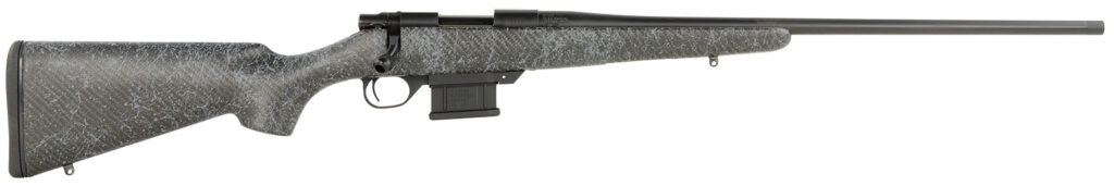 Howa HCE65PRCGW 1500 Carbon Elevate 6.5 PRC 4+1 24″ Wrapped Carbon Fiber Threaded Barrel, Blued Drilled & Tapped Steel Receiver, Fixed Stocky’s Black w/Gray Webbing Carbon Fiber Stock, Right Hand