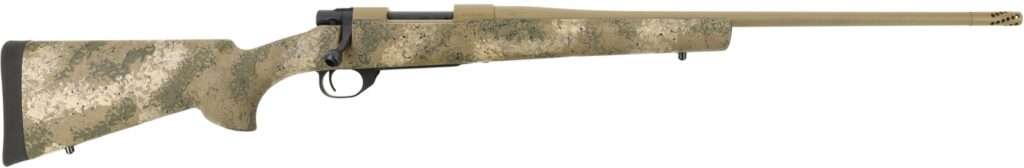 Howa HFN7PRCPR 1500 Fence Line 7mm PRC 3+1 24″ Burnt Bronze Cerakote Threaded Barrel & Aluminum Drilled & Tapped Receiver, Prairie Reaper Camo Fixed Synthetic Stock, Right Hand