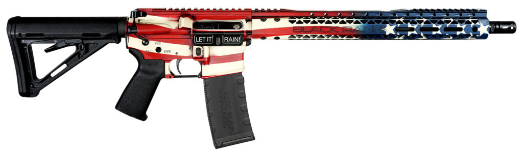 Black Rain Ordnance BROPATAMERICA Spec 15+ Patriot 5.56x45mm NATO 30+1 16″, American Flag, 15″ Slim M-LOK, Magpul Grip/Carbine Stock