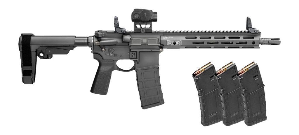 Springfield Armory STV9115556BPV2PAC SAINT Victor V2 Gear Pac 5.56 NATO 30+1 11.50″ Black Melonite Barrel, M-LOK Handguard, Black Hardcoat Anodize Aluminum Receiver w/Picatinny Rail, Black Polymer SB