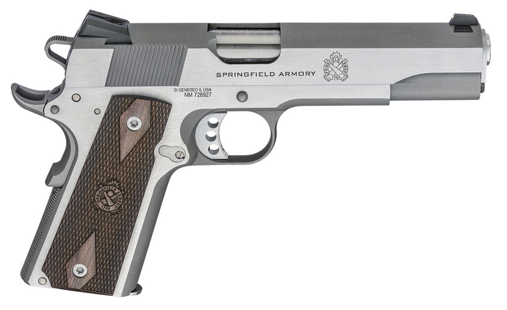 Springfield Armory PX9420S 1911 Garrison 45 ACP 7+1 5″ Stainless Match Grade Steel Barrel, Serrated Stainless Steel Slide, Stainless Steel Frame w/Beavertail, Thin-Line Wood Grip