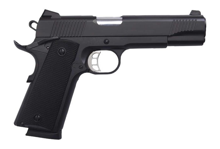 Tisas Arms 10100528 1911 Duty 45 ACP 8+1 5″ Stainless Barrel, Black Cerakote Carbon Steel Serrated Slide & Frame w/Beavertail, Black Rubber Grip