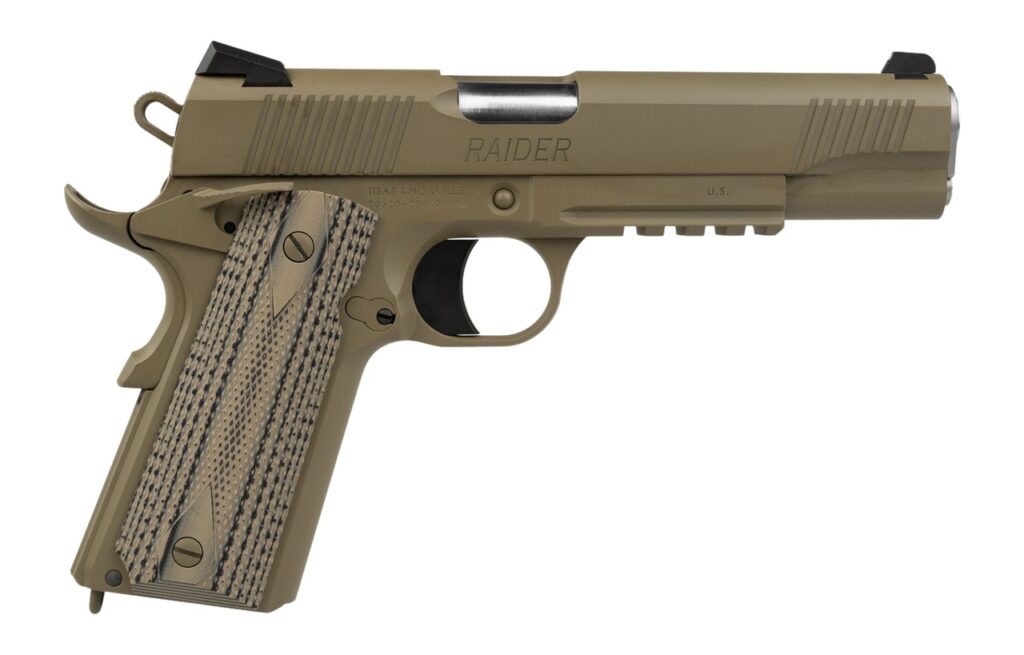 Tisas Arms 10100505 1911 Duty 45 ACP 8+1 5″ Flat Dark Earth Cerakote Stainless Steel Serrated Slide & Frame w/Picatinny Rail, G10 Grip