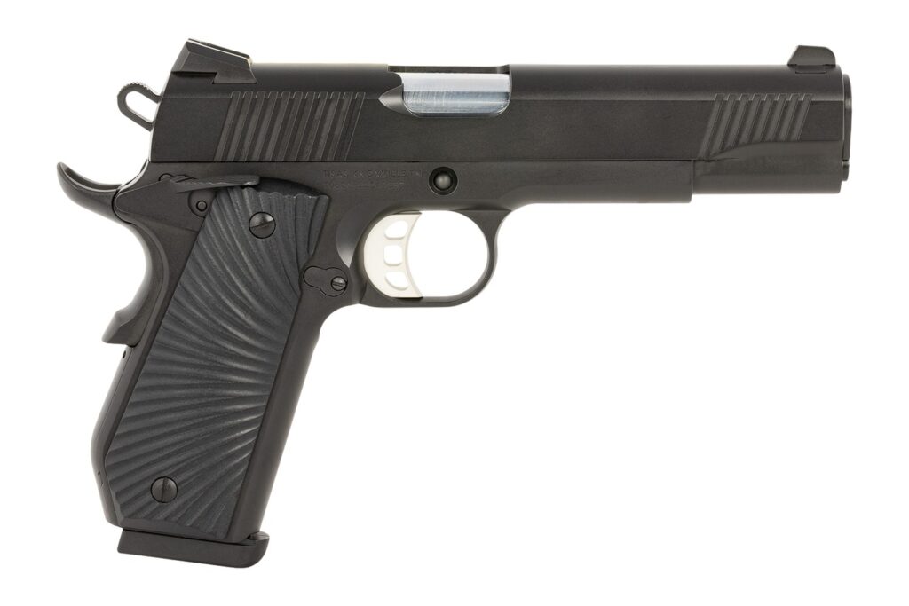 Tisas Arms 10100502 1911 Duty 45 ACP 8+1 5″ Stainless Steel Barrel, Black Cerakote Carbon Steel Serrated Slide & Frame w/Beavertail, Black G10 Starburst Grip