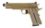 Tisas Arms 10100565 1911 Duty 45 ACP 8+1 5" Threaded Barrel, Flat Dark Earth Stainless Steel Serrated Slide & Frame w/Picatinny Rail, G10 Grip
