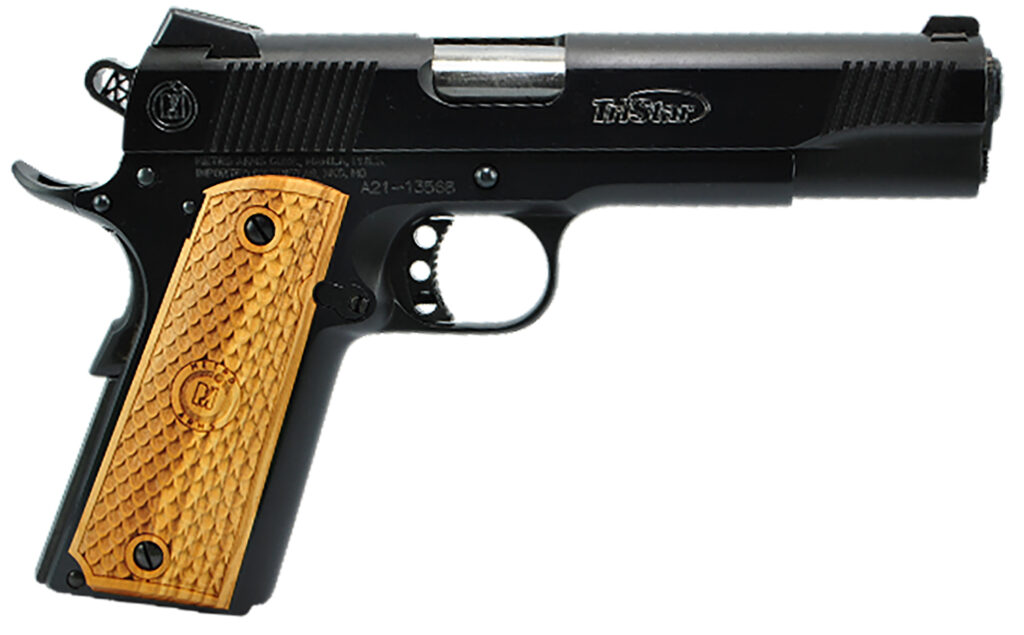 TriStar 85614 American Classic II 1911 9mm Luger 9+1, 5″ Stainless Steel Barrel, Blued Serrated Steel Slide, Blued Steel Frame w/Beavertail, Wood Grip