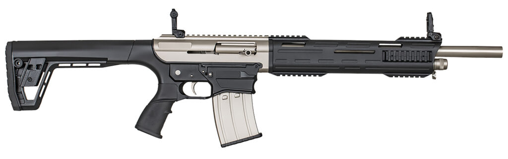 Tokarev USA 21000102 TAR MP 12 Gauge Semi-Auto 3″ 5+1 18.50″ Electroless Nickel Stainless Steel Barrel, Electroless Nickel Aluminum Receiver w/Picatinny Rail, M-LOK Handguards, Black Polymer Stock