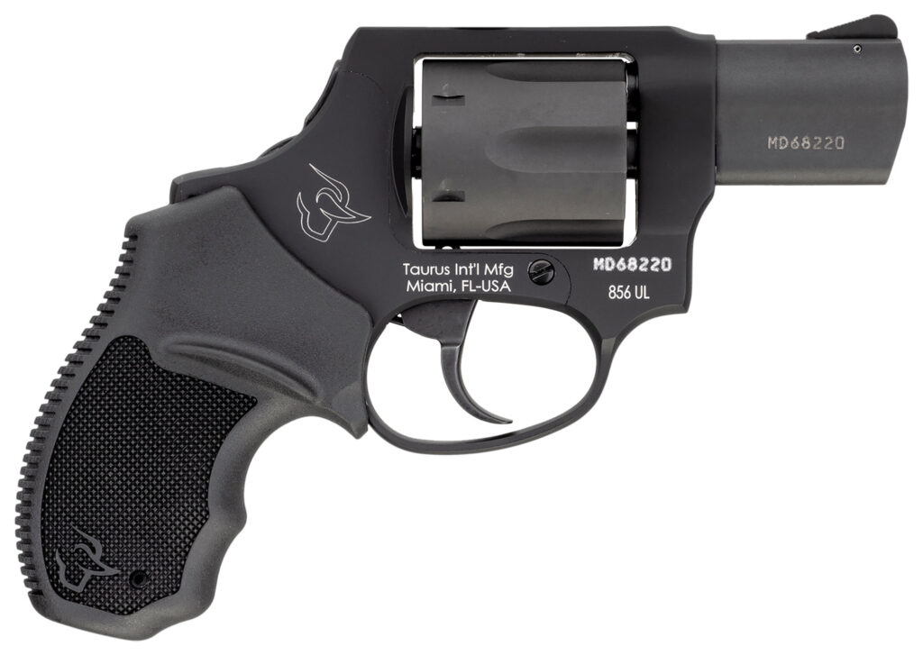 Taurus 2-856021ULCH 856 Ultra-Lite 38 Special +P 6rd 2″ Matte Black Carbon Steel Cylinder & Barrel Matte Black Anodized Aluminum Frame Black Rubber Grip (Concealed Hammer)