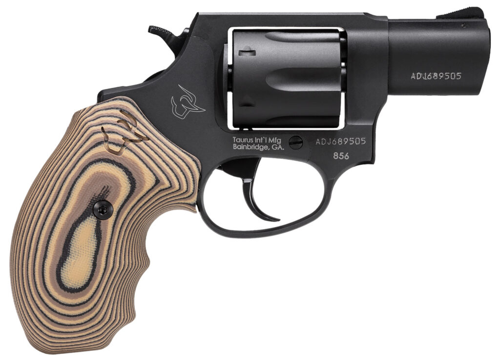 Taurus 2-85621VZ19 856  Small 38 Special 6 Shot 2″ Matte Black Carbon Steel Barrel, Cylinder & Frame, Brown VZ Cyclone Grip, Transfer Bar Safety, Exposed Hammer