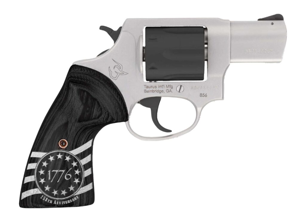 Taurus 2-85635-US3 856 1776 Small 38 Special +P 6 Shot 3″ Stainless Steel Barrel, Black Stainless Steel Cylinder, Stainless Steel Frame, Custom Altamont Grip, Transfer Bar Safety