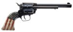 Heritage Mfg RR22B6-USF02 Rough Rider  22 LR 6 Shot 6.50" Black Steel Barrel & Cylinder, Black Oxide Zinc Alloy Frame, US Flag Grip