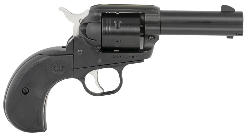 Ruger 2015 Wrangler  22 LR 6 Shot 3.75″ Black Cerakote Steel Barrel, Black Cerakote Aluminum Frame, Black Cerakote Cylinder, Black Birdshead Grip, Exposed Hammer