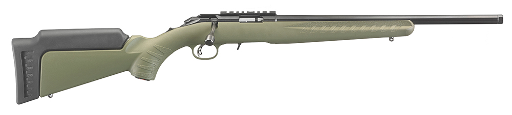 Ruger 8336 American Rimfire Sports South Exclusive Full Size 17 HMR 9+1 18″ Satin Blued Steel Threaded Barrel & Alloy Steel Receiver w/Scope Rail, Green Fixed Synthetic Stock, Right Hand