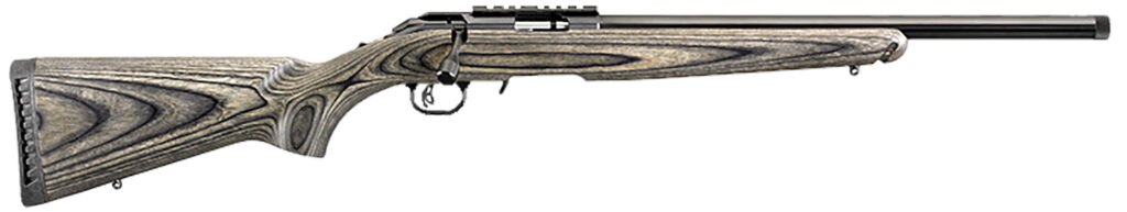 Ruger 8348 American Rimfire Target Full Size 22 LR 10+1 18″ Satin Blued Threaded Bull Barrel & Alloy Steel Receiver w/Scope Rail, Black Fixed Laminate Stock, Right Hand