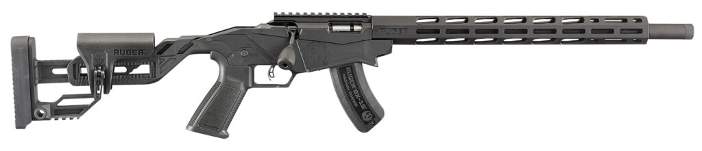 Ruger 8404 Precision Rimfire  22 WMR 15+1 18″ Threaded Barrel, Hard Coat Anodized Finish, 15″ Free-Float Handguards w/M-Lok Slots, Synthetic Adjustable Quick-Fit Precision Rimfire Stock, Black Polymer