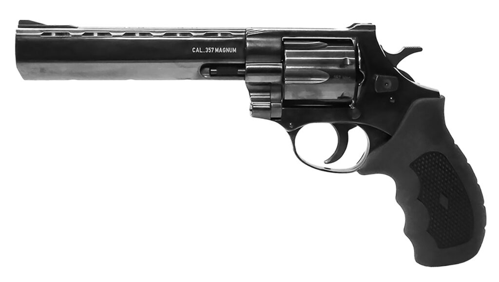 Weihrauch Guns 770134 Windicator  357 Mag 6rd 6″ Blued Steel Barrel,  Cylinder & Frame, Ramp Front/Fixed Rear Sights, Exposed Hammer, Finger Grooved Black Rubber Grip