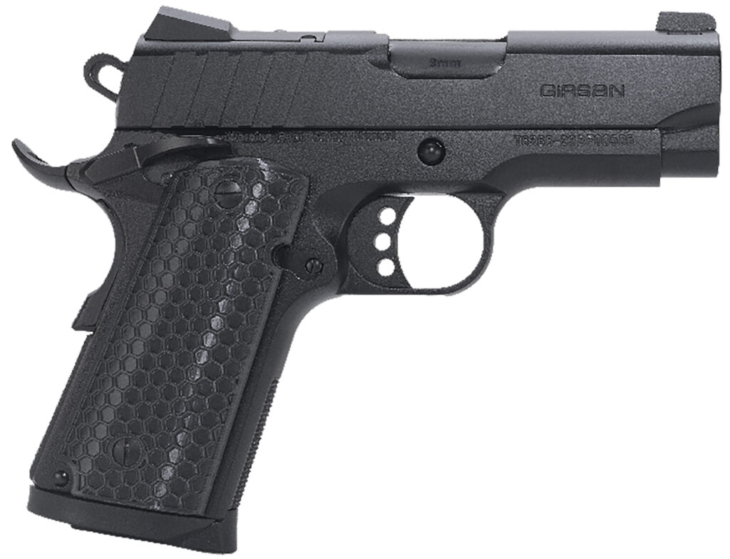 Girsan 391040 MC1911 SC Influencer Sub-Compact 9mm Luger 7+1 3.40″ Blued Steel Barrel, Black Cerakote Optic Ready/Serrated Steel Slide & Frame w/Picatinny Rail & Beavertail, Gray Polymer Grip