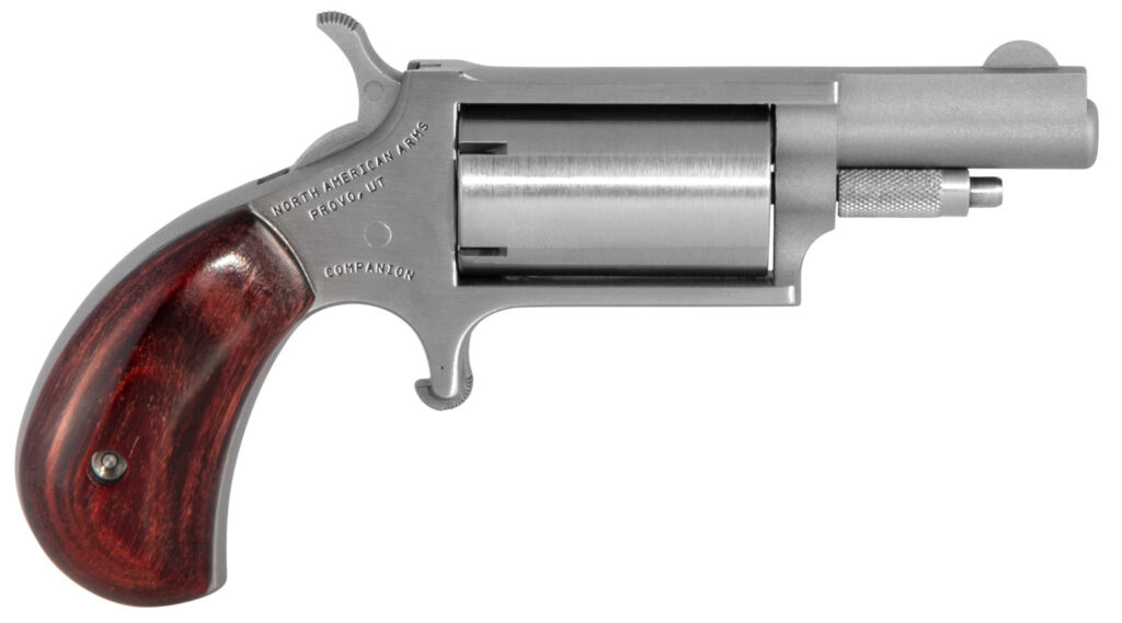 North American Arms 22MCBK Super Companion Cap & Ball Kit Small Frame #11 Percussion 5 Shot, 1.63″ Stainless Steel Barrel, Cylinder & Frame, Rosewood Birdshead Grip, Exposed Hammer