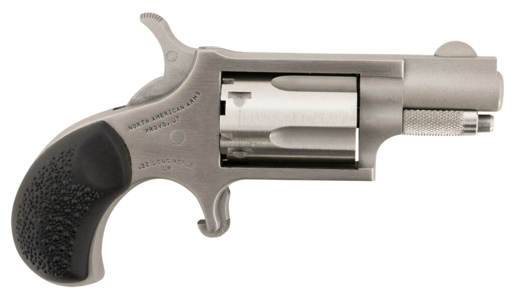 North American Arms 22LRGRCHS Mini-Revolver Carry Combo 22 LR 5 rd 1.13″ Barrel, Stainless Steel Barrel/Cylinder/Frame, Black Rubber Grip, Includes Exclusive Holster Package
