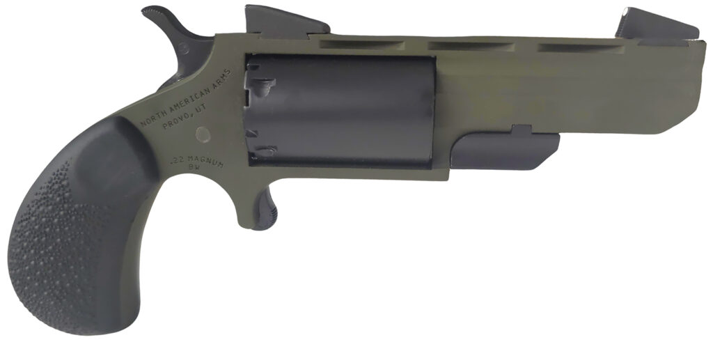 North American Arms NAATGHCB Green Huntsman Conversion 22 LR/22 Mag 5rd 2″ Heavy Vent Rib Barrel, OD Green Cerakote Steel Frame, Matte Black Cylinder, Black Cobblestone Rubber Grip