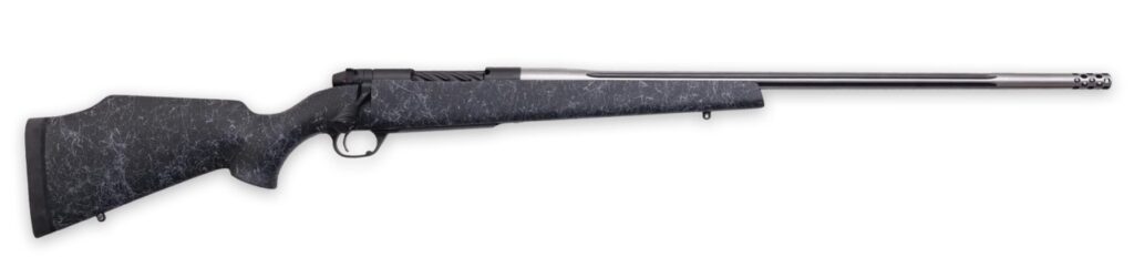 Weatherby MAM01N340WR8B Mark V Accumark 340 WBY Mag 3+1 26″ Spun Stainless w/Graphite Black Cerakote Fluted Threaded Barrel, Graphite Black Cerakote Steel Drilled & Tapped Receiver, Matte Black w/Spid
