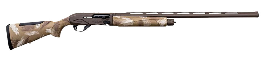 Weatherby XSL1228SMG Sorix  Full Size 12 Gauge Semi-Auto 3.50″ 2+1 28″ Burnt Bronze Cerakote Vent Rib Barrel & Drilled & Tapped Steel Receiver, Slough Camo Synthetic Stock w/Adj Shim, Ambidextrous
