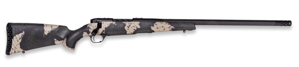 Weatherby MGS01N653WR8B Mark V Backcountry Guide Full Size 6.5-300 WBY Mag 3+1 26″ +2″ Carbon Fiber BSF Threaded Barrel, Graphite Black Cerakote Steel Drilled & Tapped Receiver, Black w/Olive Green &