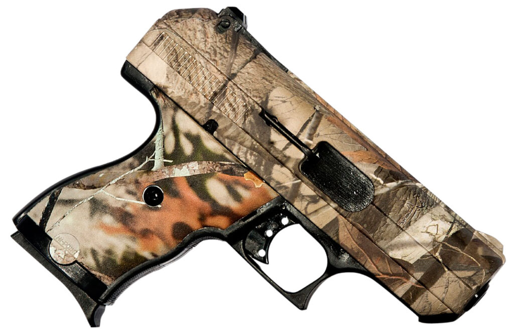 Hi-Point 916WC C9  9mm Luger 8+1 3.50″ Black Steel Barrel, Hydro-Dipped Woodland Camo Serrated Steel Slide, Hydro-Dipped Woodland Camo Polymer Frame & Grip