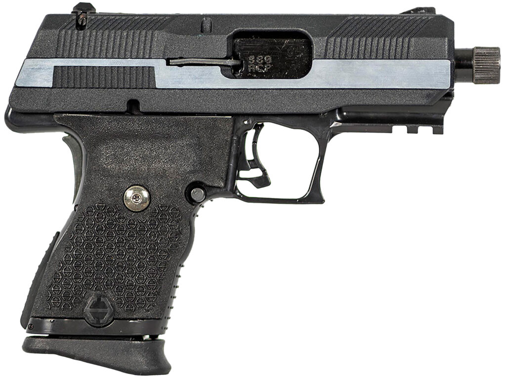 Hi-Point YC380CFRDCT YC380 w/Red Dot 380 ACP 10+1 3.93″ Black Threaded Barrel, Black/Chrome Serrated Steel Slide, Black Polymer Frame w/Picatinny Rail, Black Plastic Grip, Crimson Trace Red Dot