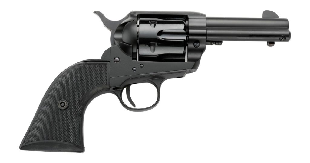 Pietta PFI38ALLOYAS312CB 38 Super 6 Shot 3.50″ Matte Black Steel Frame & Barrel, Black Checkered Grip
