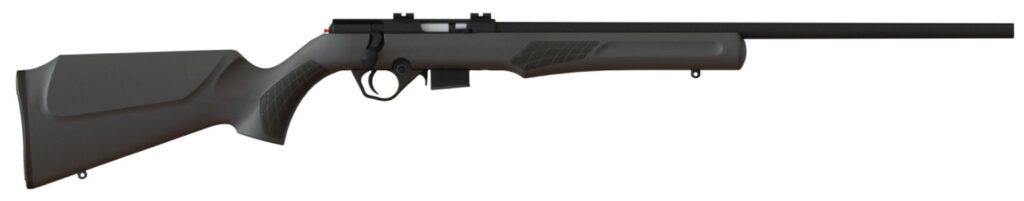 Rossi RB17H2111 RB17  Full Size 17 HMR 5+1, 21″ Matte Black Button Rifled Free Floating Steel Barrel, Matte Black Stainless Steel Receiver, Black Fixed Monte Carlo Stock, Right Hand
