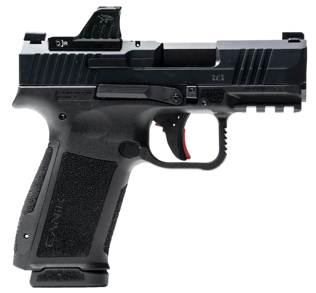 Canik HG7882VN Mete MC9L w/Optic 17+1 9mm Luger Black Sub-Compact Frame 3.18″ Steel Barrel Black, Nitride Serrated Steel Slide, Black Polymer Frame w/Picatinny Rail, MeCanik MO1 Red Dot