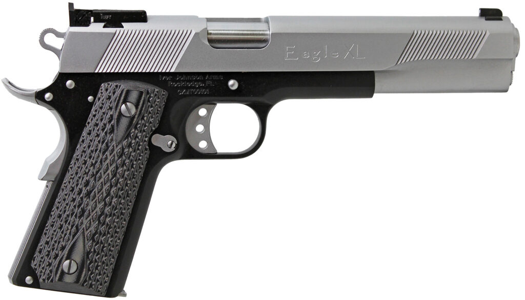 Iver Johnson Arms EAGLEXL10TT Eagle Deluxe 10mm Auto 8+1 6″ Steel Barrel, Hard Chrome Serrated Steel Slide, Matte Black Steel Frame w/Beavertail, Black/Gray G10 Grip