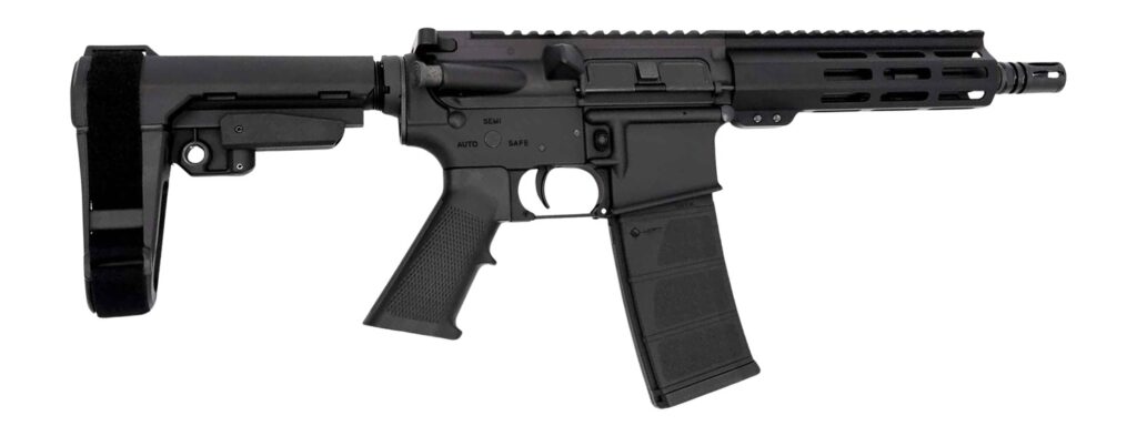 Andro Corp Industries 5568CB ACI-15 CQB 5.56 NATO 30+1 8″ Black Nitride Threaded Barrel, Black Anodized Aluminum Receiver w/Picatinny Rail, M-LOK Handguard, Black Polymer SBA3 Pistol Brace, Black A2 G