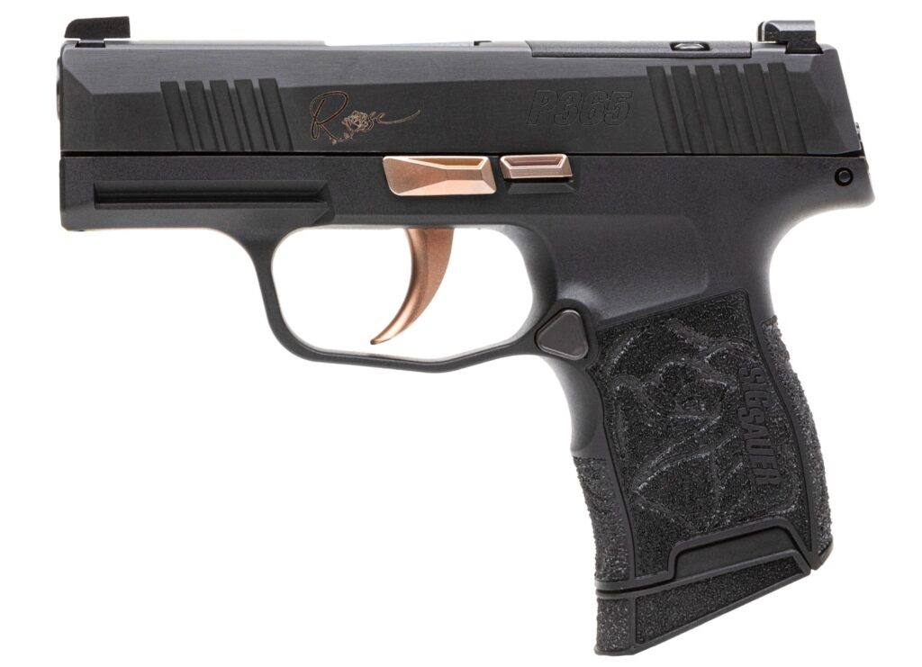 Sig Sauer 365380ROSE P365 Rose Kit Micro-Compact 380 ACP 10+1 3.10″ Black Nitron Stainless Steel Optic Ready/Serrated Slide, Black w/Rose Gold Accents Stainless Steel Frame w/Accessory Rail, Black Las
