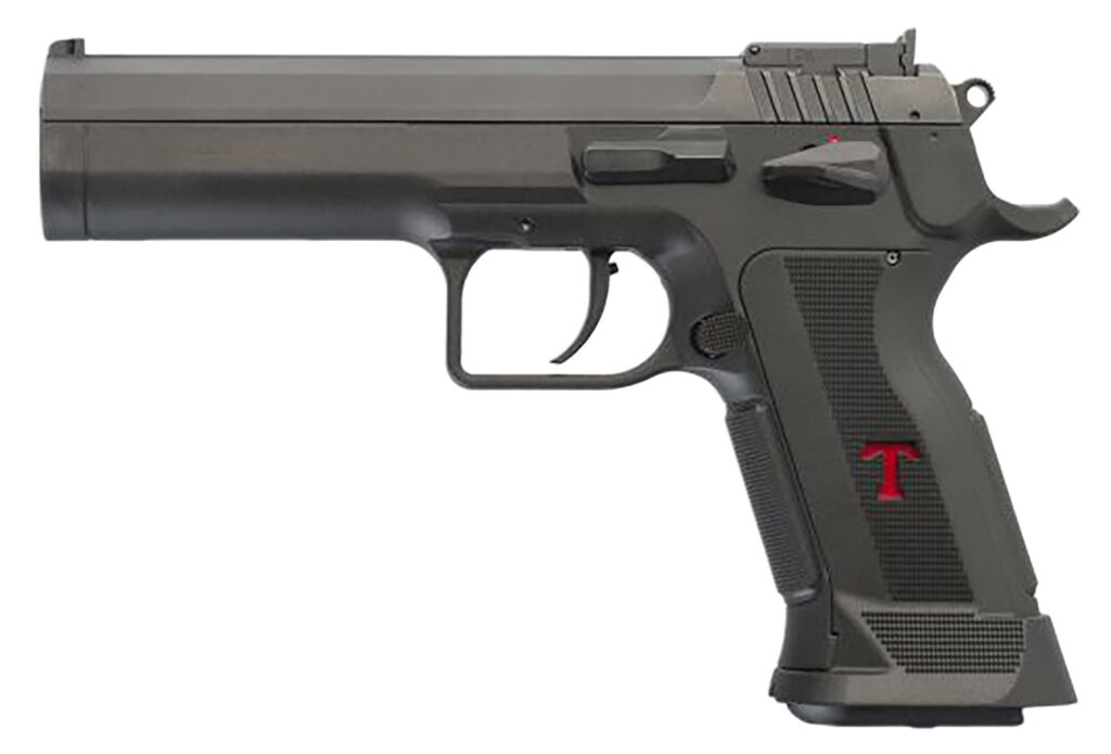 Tanfoglio TFLIMPROP9 Limited Custom  9mm Luger 19+1 4.76″ Stainless Steel Barrel, Black Serrated Steel Slide, Black Polymer Frame w/Beavertail, Textured Grip