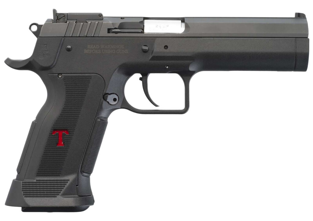Tanfoglio IFG TFSTOCK3P9 Stock III  Full Size 9mm Luger 16+1, 4.44″ Black Polygonal Rifled Barrel, Black Serrated Slide, Black Polymer Frame w/Beavertail, Black Polymer Grip