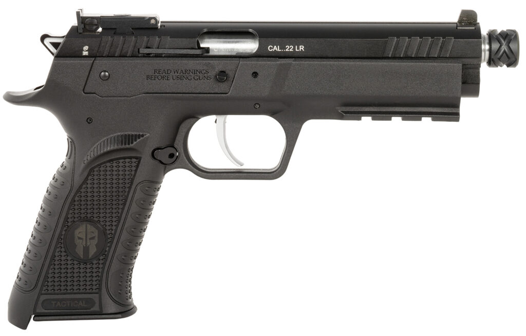 Tanfoglio TFFTAC22AS Force Tactical 22 LR 10+1 4.40″ Threaded Barrel, Black Serrated Slide, Black Polymer Frame w/Beavertail & Picatinny Rail, Black Polymer Grip