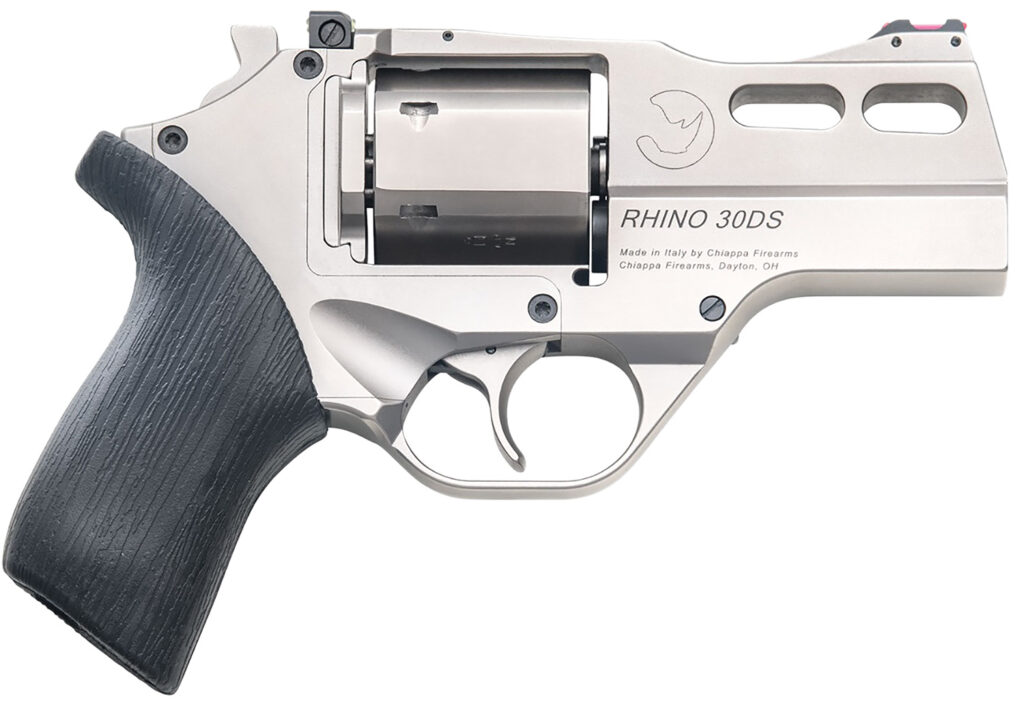 Chiappa Firearms 340.341 Rhino 30DS Small 10mm Auto 6 Shot 3″ Black Anodized Picatinny Rail/Vent Rib Barrel, Black Cylinder Black Anodized Aluminum Frame w/Picatinny Rail, Walnut Grip
