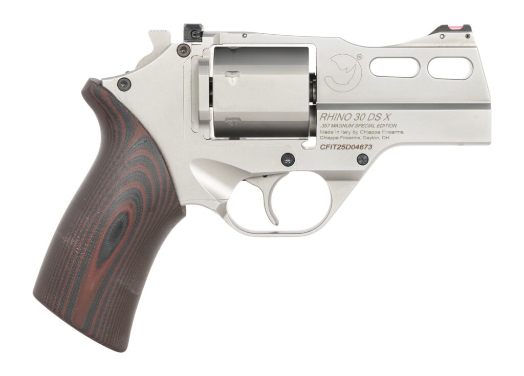 Chiappa Firearms CF340353 Rhino 30SARX *CA Compliant 357 Mag 6 Shot 3″ Stainless Steel Barrel & Cylinder, Stainless Alloy Frame, Black/Red G10 Grip