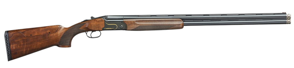 F.A.I.R. FRCRRAV1230 Carrera V  16 Gauge Break Open 3″ 2rd 30″ Black Over/Under Vent Rib Barrel, Black w/Gold Inlay Receiver, Walnut w/Adj Comb Stock, TechniChoke XP70 Choke System