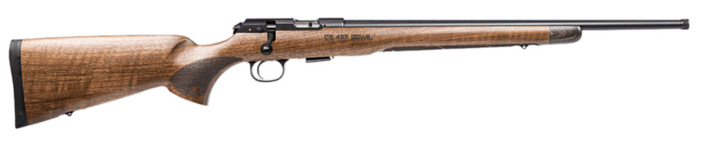 CZ-USA 02373 CZ 457 Royal Full Size 22 LR 5+1 20.50″ Black Nitride Black Nitride Steel Receiver Walnut Fixed American Style w/Decorative Forend Tip Stock Right Hand