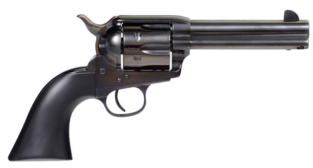 Taylors & Company 555162 Devil Anse  357 Mag Caliber with 4.75″ Blued Finish Barrel, 6rd Capacity Blued Finish Cylinder, Color Case Hardened Finish Steel Frame & Matte Black Wood Grip