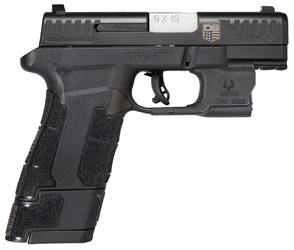 Diamondback DB0301P001 DBAM29 Sub-Compact 9mm Luger 3.50″ 12+1,17+1 Overall Black Finish with Serrated Nitride Stainless Steel Slide, Polymer Grip & Picatinny Rail Includes Viridian Laser & Holster